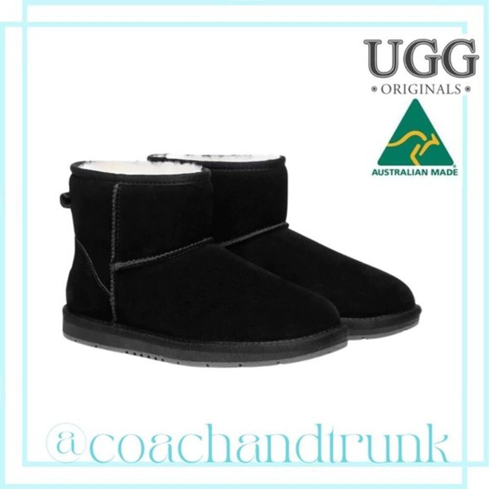 NWT & Box Premium Black Suede Short Classic Ugg Boots Real Sheep Wool